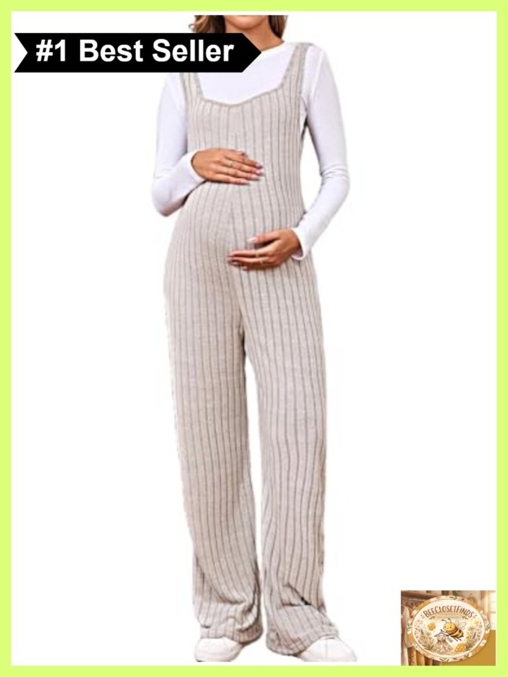 Maternity Sleeveless Ribbed Knit Jumpsuit Overall Casual Pregnancy
